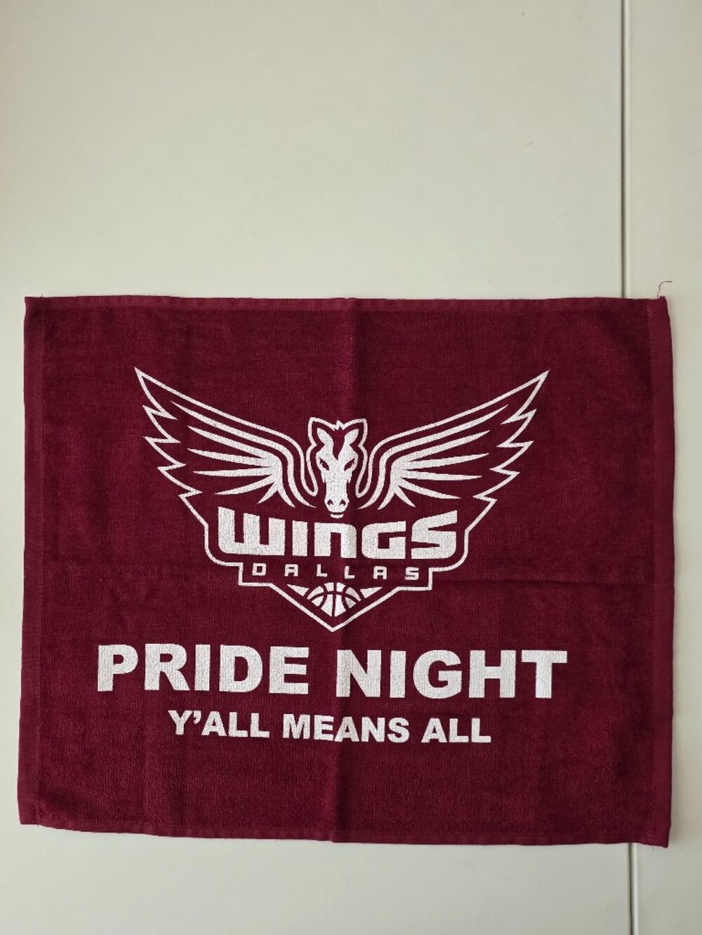 Dallas Wings WNBA Basketball Pride Night Y'all Means All Rally Towel Maroon
